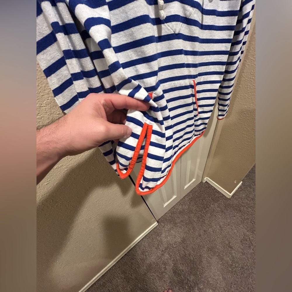 J.Crew Weekend Tipped Hoodie Striped Mariner Cloth Coastal , Small - Picture 6 of 8